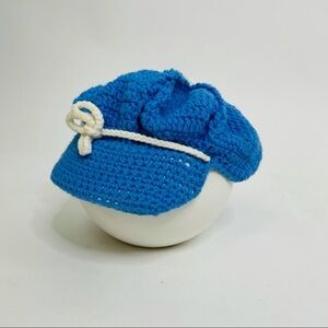 Vintage Hand Made Knit Crochet Mod Newsboy Hat